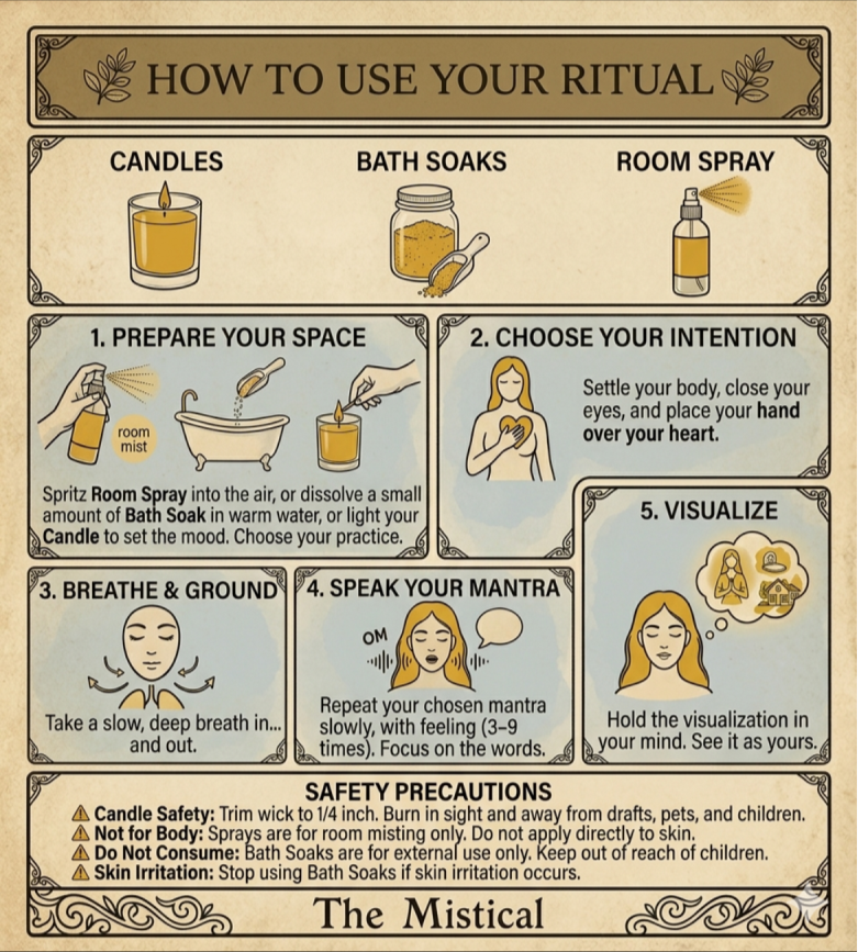 Illustrated guide explaining how to use the ritual products
